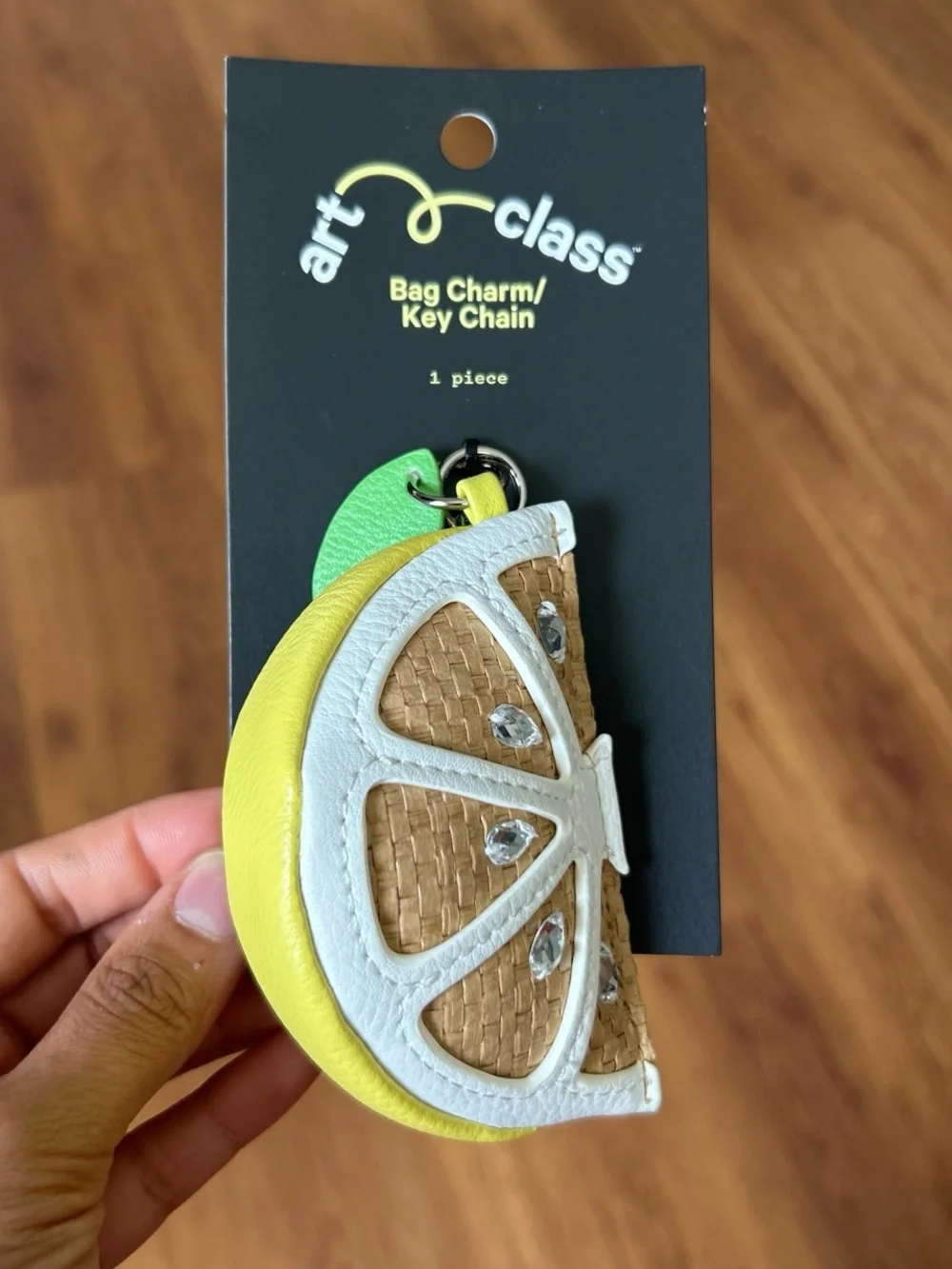 art class Yellow, White & Green Lemon Slice Bag Charm Key Chain